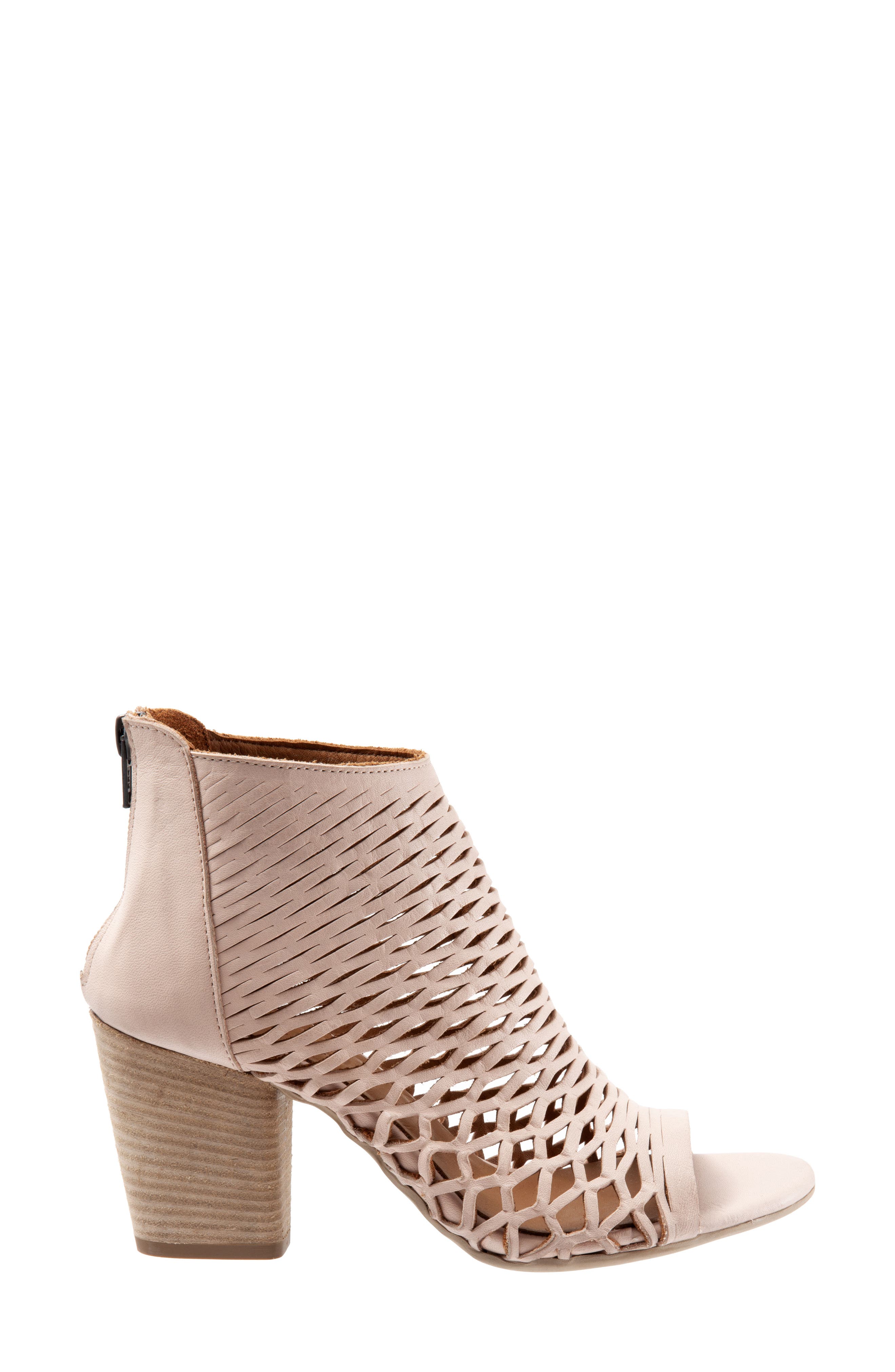 Zola Cutout Peep Toe Bootie, Alternate, color, PALE PINK LEATHER