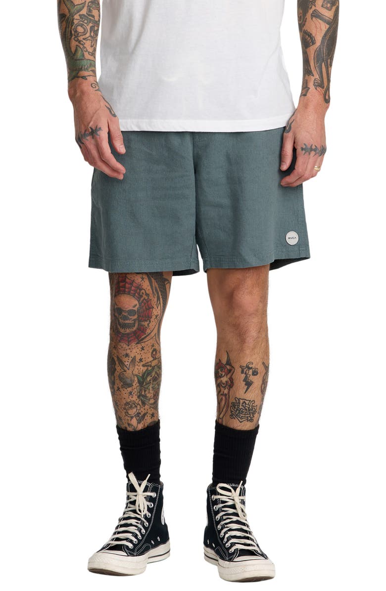 RVCA Sands Stripe Regular Fit Shorts, Main, color, Balsam Green