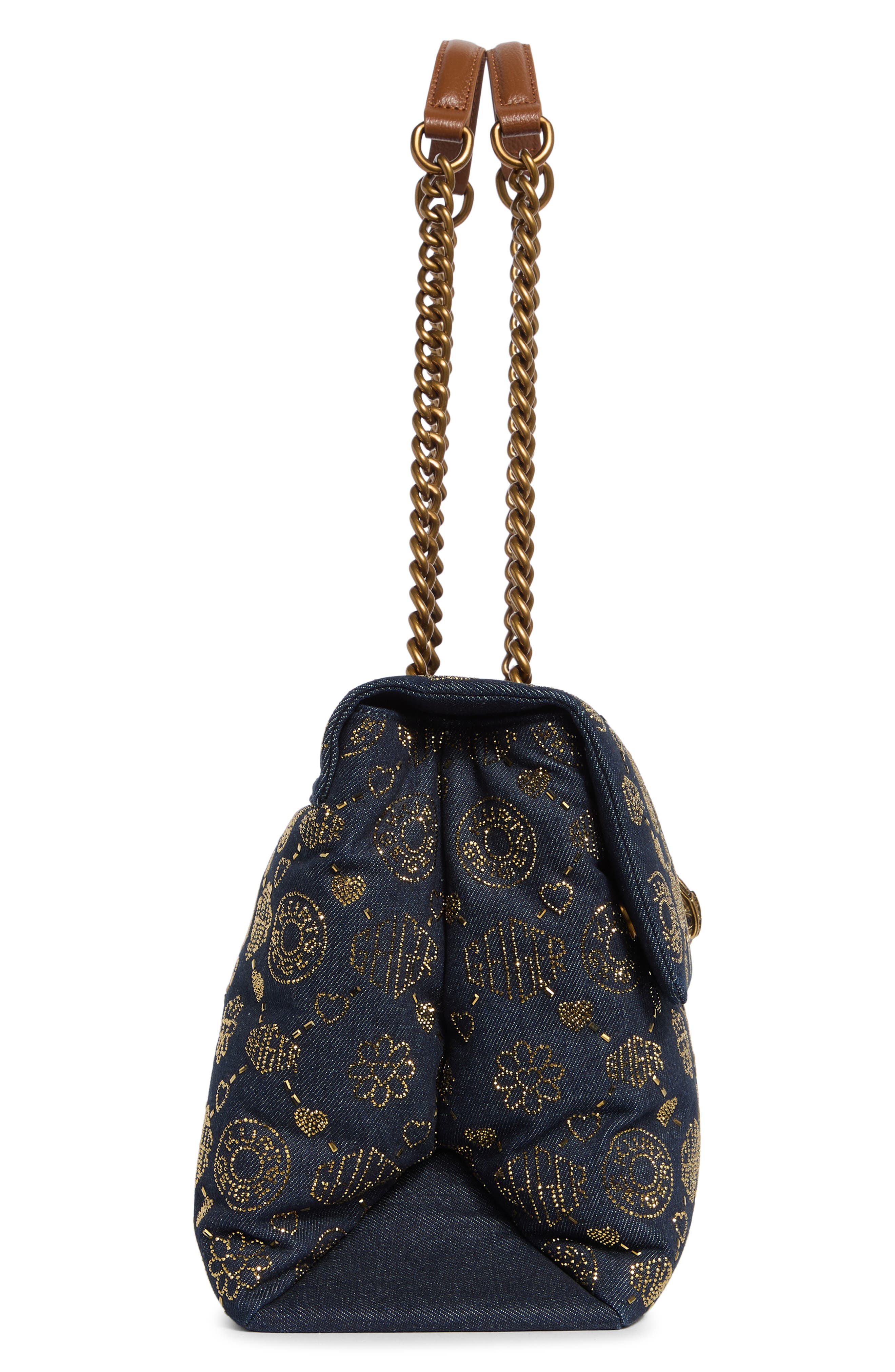 Kurt Geiger London XXL Battersea Denim Shoulder Bag, Alternate, color, Navy