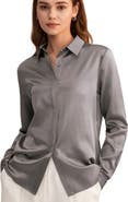 Lilysilk Women's Basic Concealed Placket Silk Shirt
