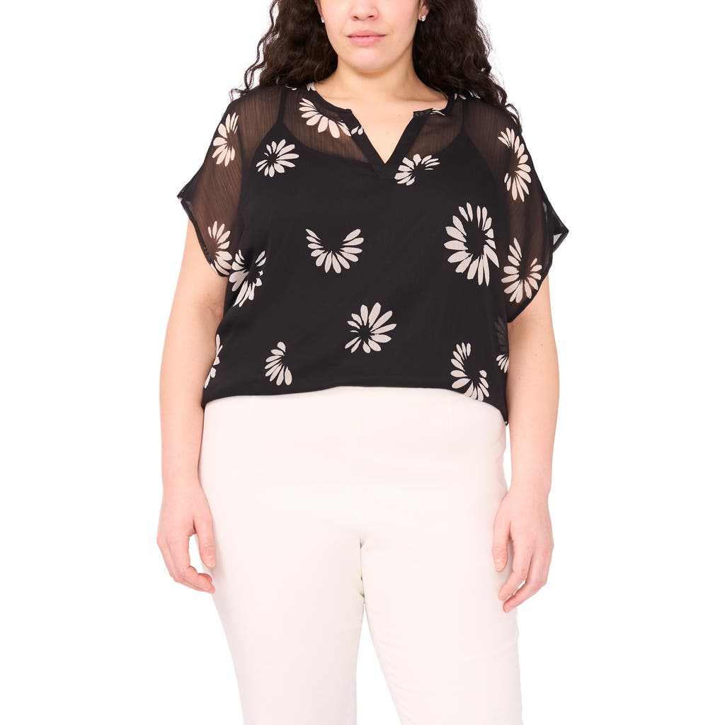 Halogen ® Daisy Petals Popover Top In Black