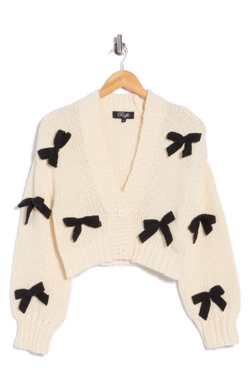 Roffe Accessories Bow Cardigan In Neutral