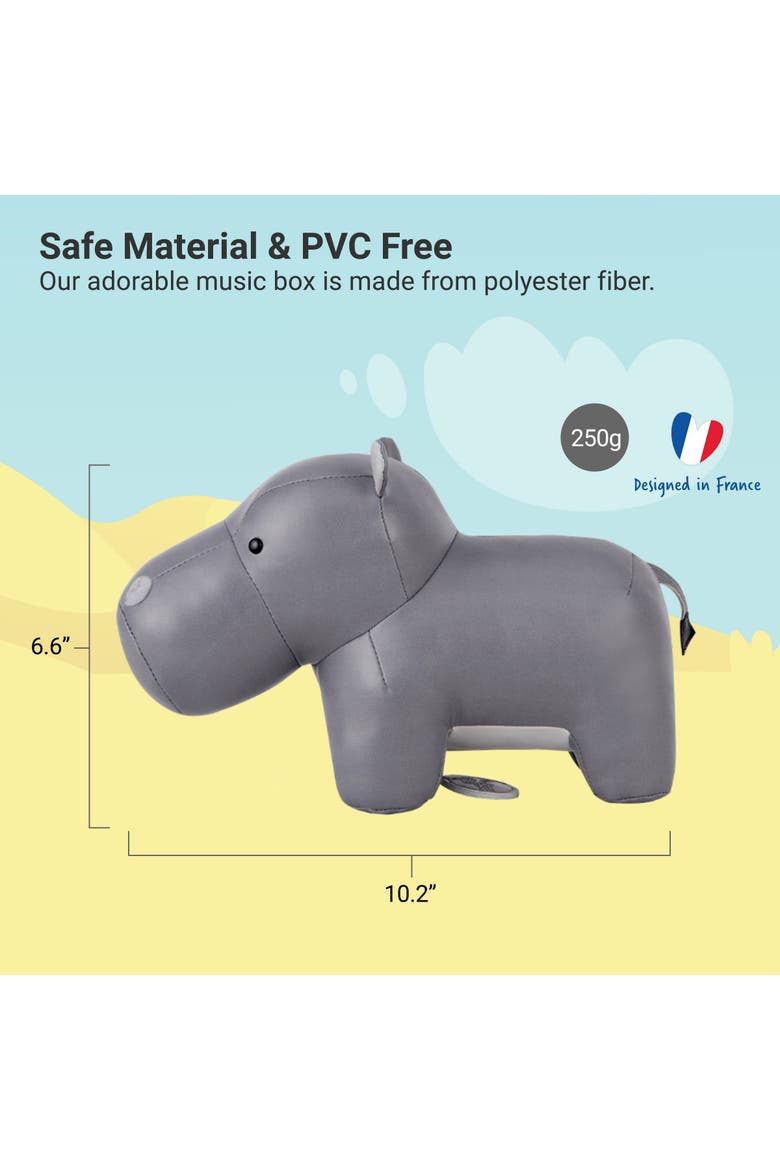 Musical Animals - Hippo, Plush Baby Music Box, Nursery Toy, Alternate, color, Grey