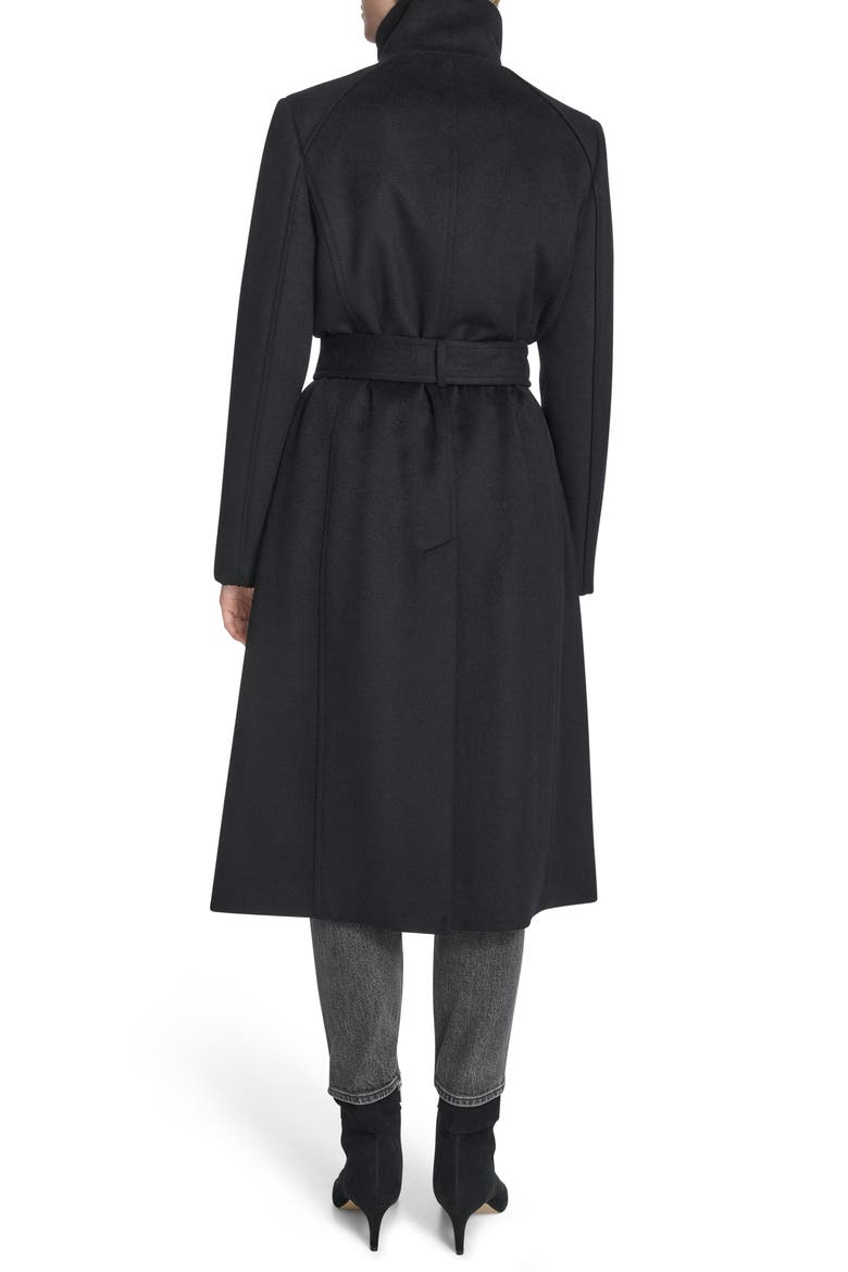 Slick Asymmetric Zip Wool Blend Coat, Alternate, color, BLACK