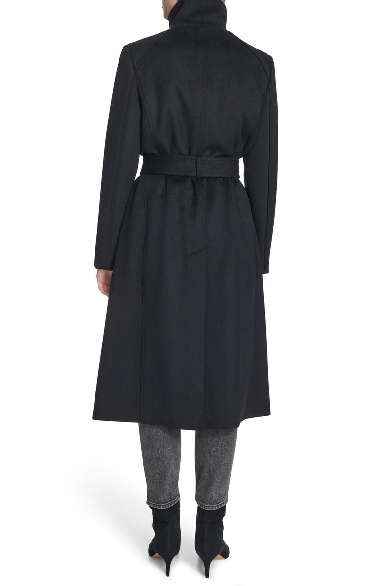 Cole Haan Slick Asymmetric Zip Wool Blend Coat, Alternate, color, Black