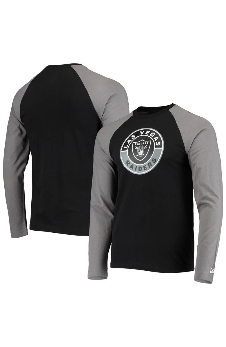 New Era Men's New Era Black/Gray Las Vegas Raiders League Raglan Long Sleeve T-Shirt, Alternate, color, Black