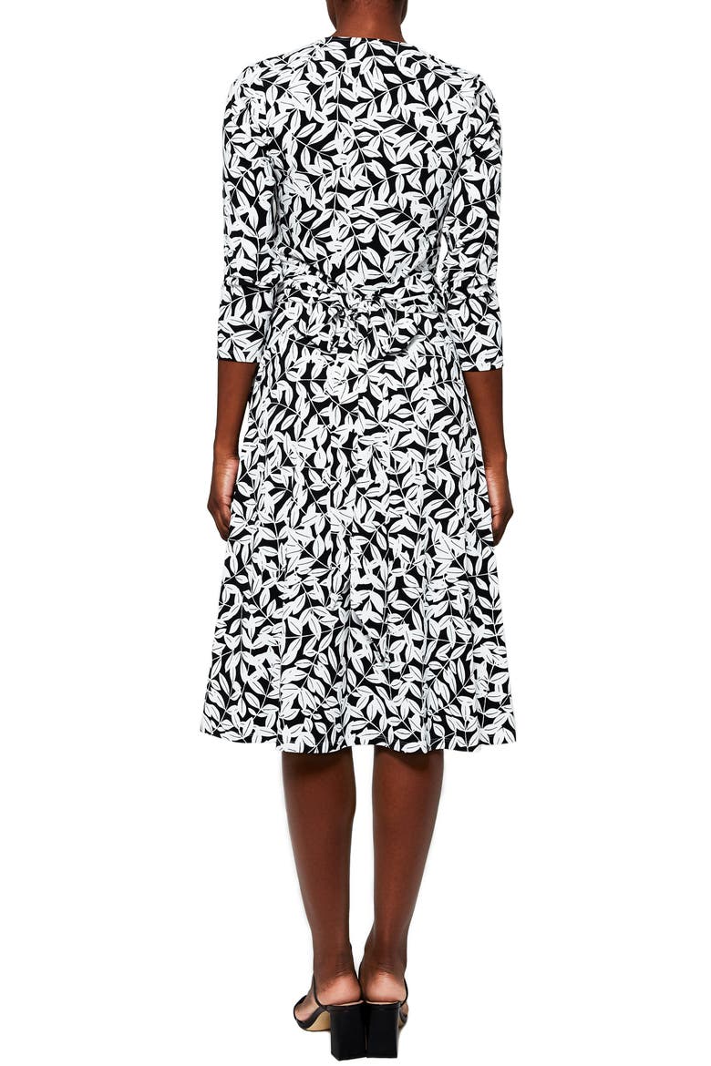 Eliza Long Sleeve V-Neck Midi Dress, Alternate, color, HONEYSUCKLE BLACK