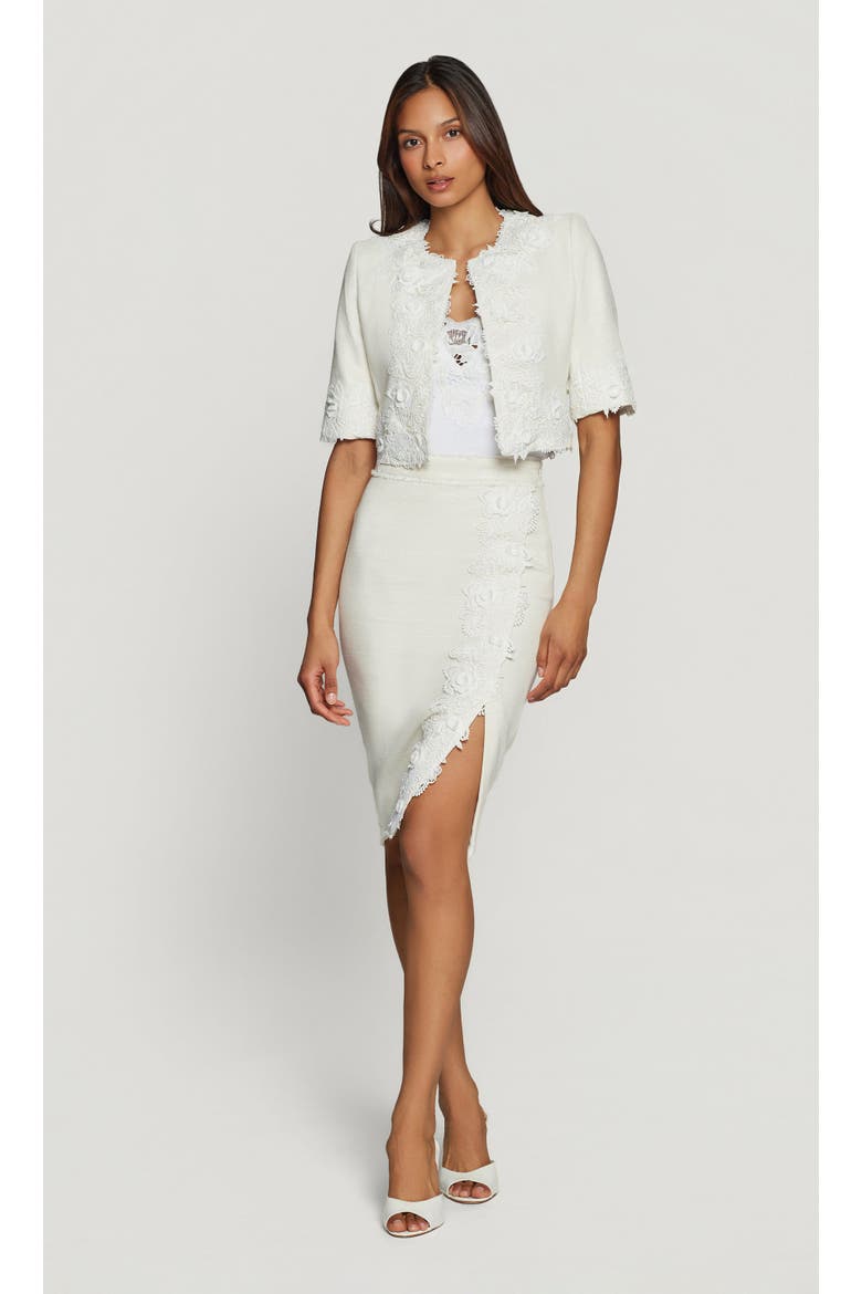 Nicco Lace Combo Tweed Jacket, Alternate, color, Cream