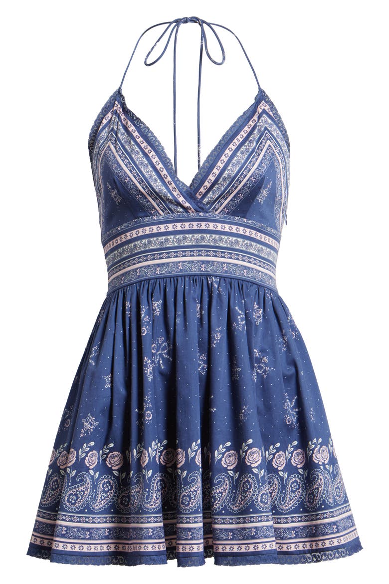 Arletta Lace Detail Stretch Cotton Minidress, Alternate, color, MIDNIGHT HARBOR