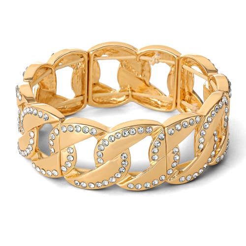 Jessica Simpson Link Bracelet With Crystals In Gold