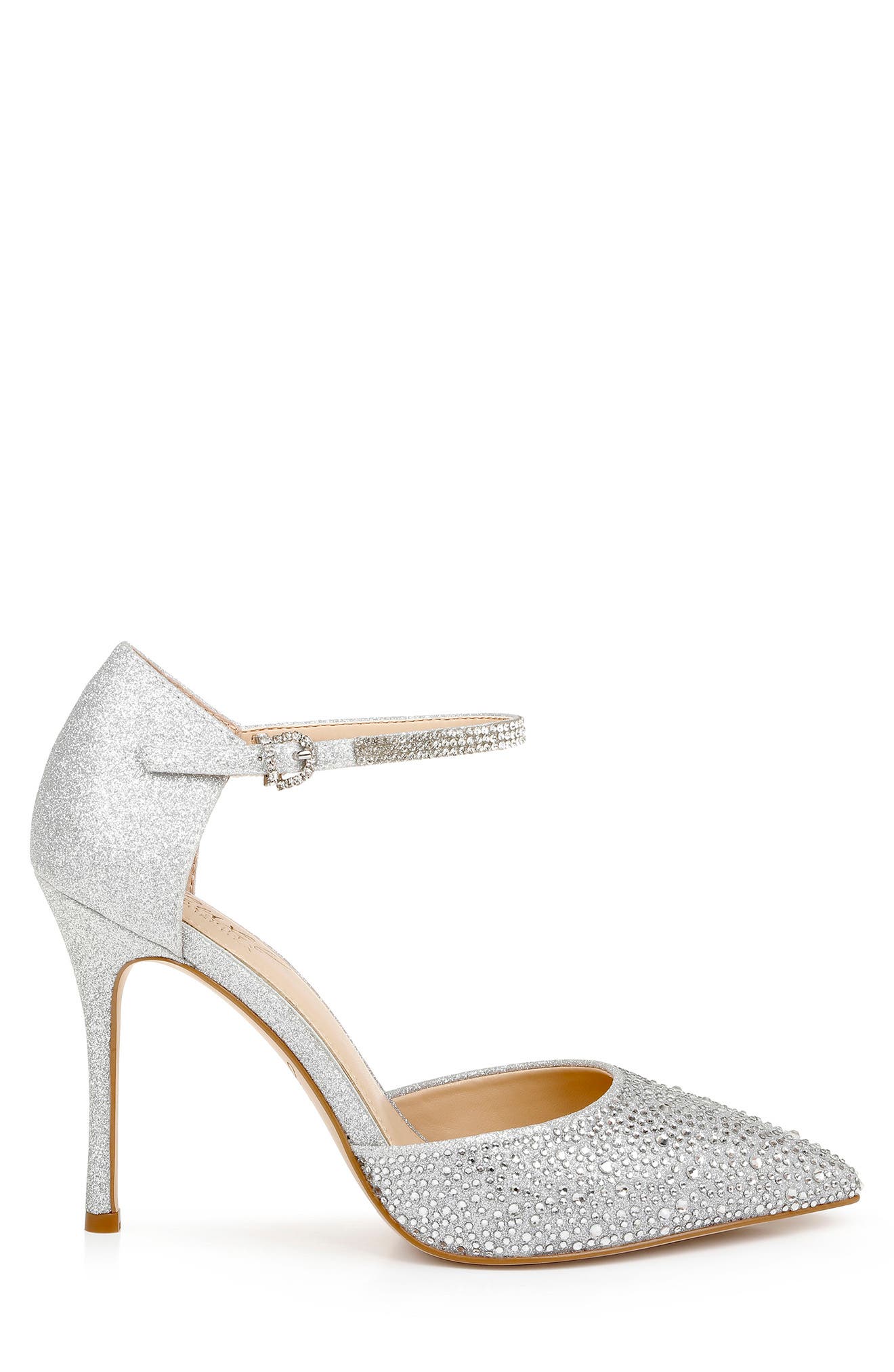 Jewel Badgley Mischka Jailene Ankle Strap Pump, Alternate, color, Silver Glitter