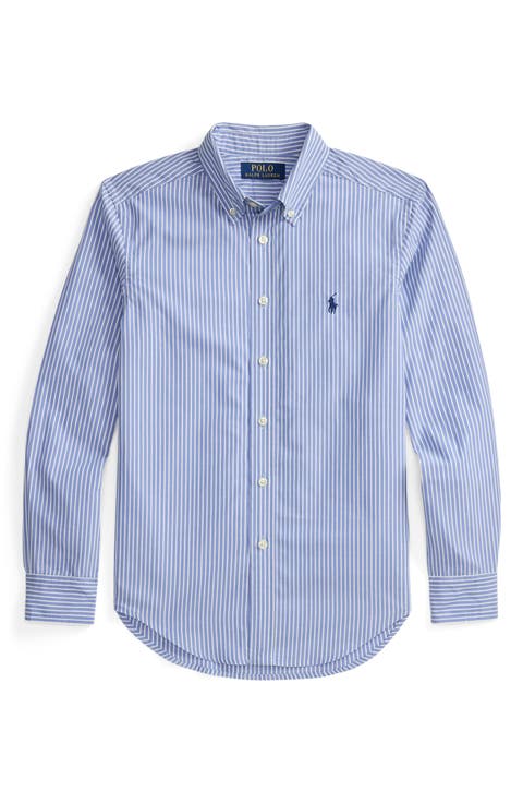 Kids' Stripe Cotton Poplin Button-Down Shirt