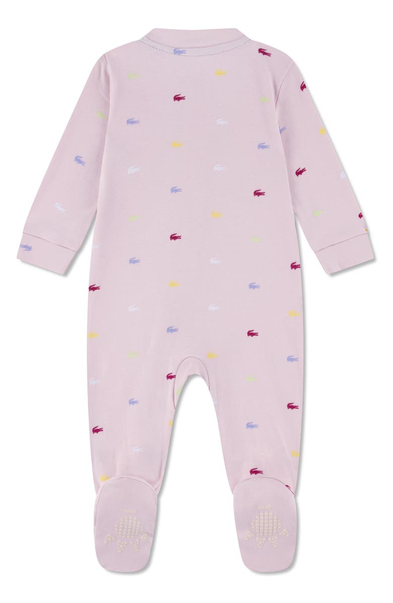 Lacoste Croco Print Organic Cotton Footie, Alternate, color, Nidus