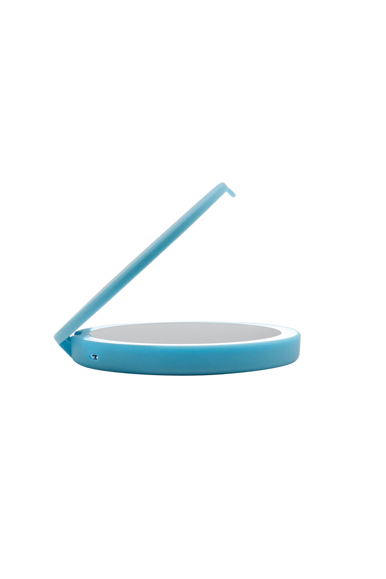 Cinderella Compact Mirror with LED Light and Wireless Power Bank Charging Base, Alternate, color, Blue