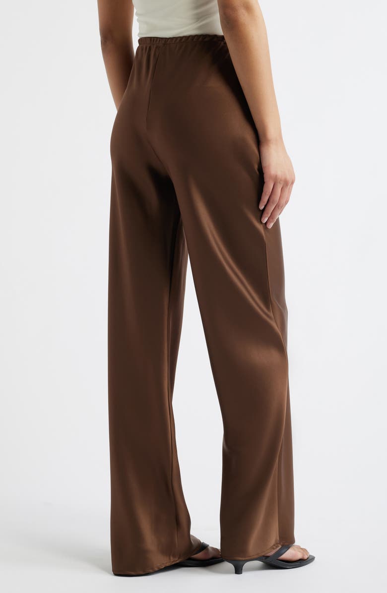 Reformation Gale Bias Cut High Waist Satin Pants, Alternate, color, Pinecone