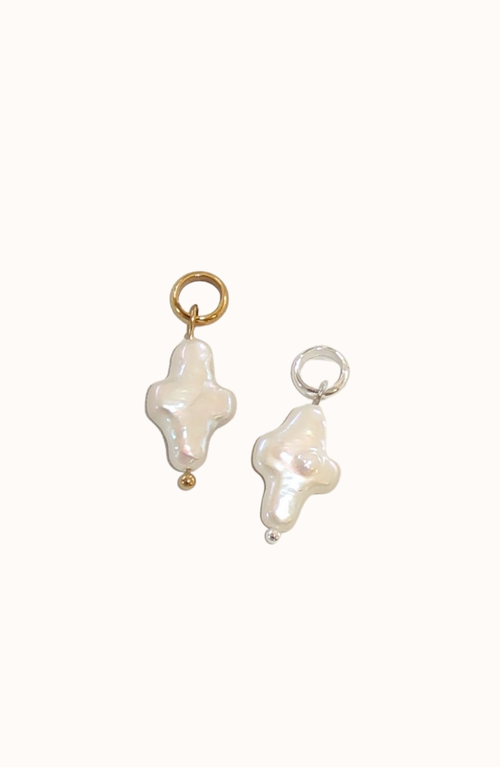 Joiana Jewelry Mini Pearl Cross Charm Pendant In Metallic