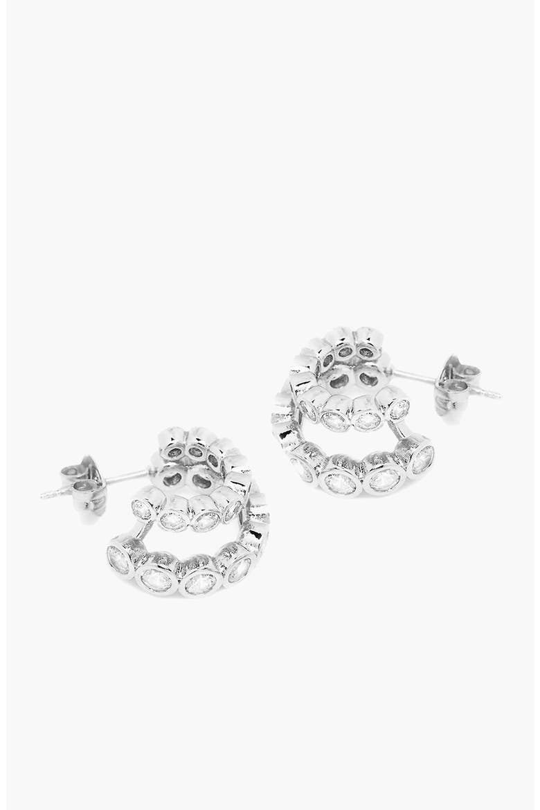 Averto Mini Crystal Double Hoop Earrings in Silver, Alternate, color, Silver
