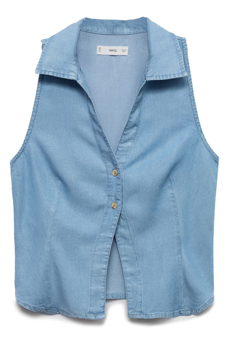 MANGO Sleeveless Button-Up Shirt, Alternate, color, 