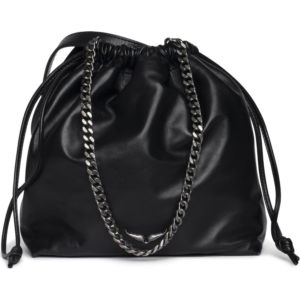Zadig & Voltaire Rock Today Smooth Lambskin Leather Bucket Bag In Black