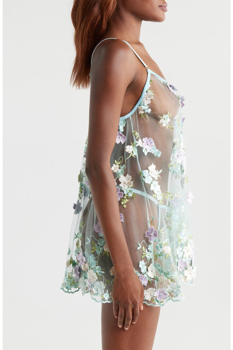 Embellished Embroidered Sheer Chemise, Alternate, color, POWDER BLUE MULTI