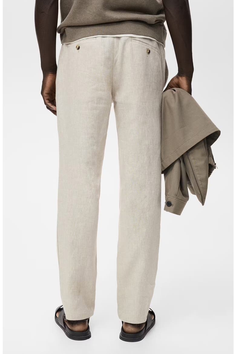 Slim Fit Flat Front Linen Pants, Alternate, color, ECRU