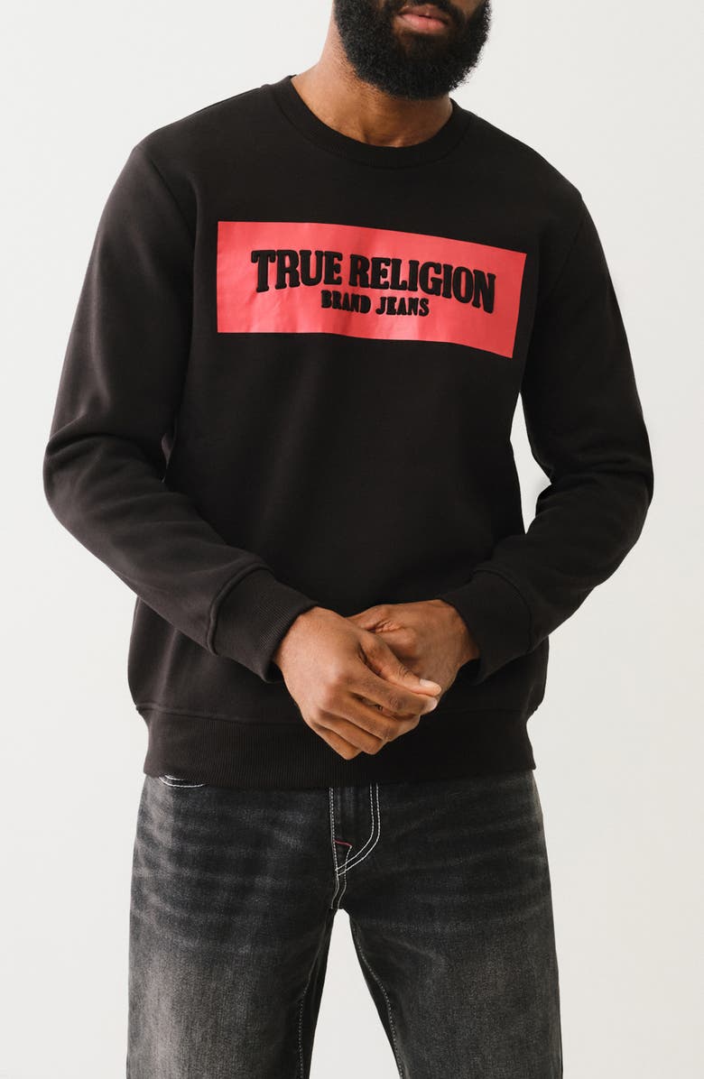 True Religion Embossed Logo Graphic Sweatshirt, Main, color,
