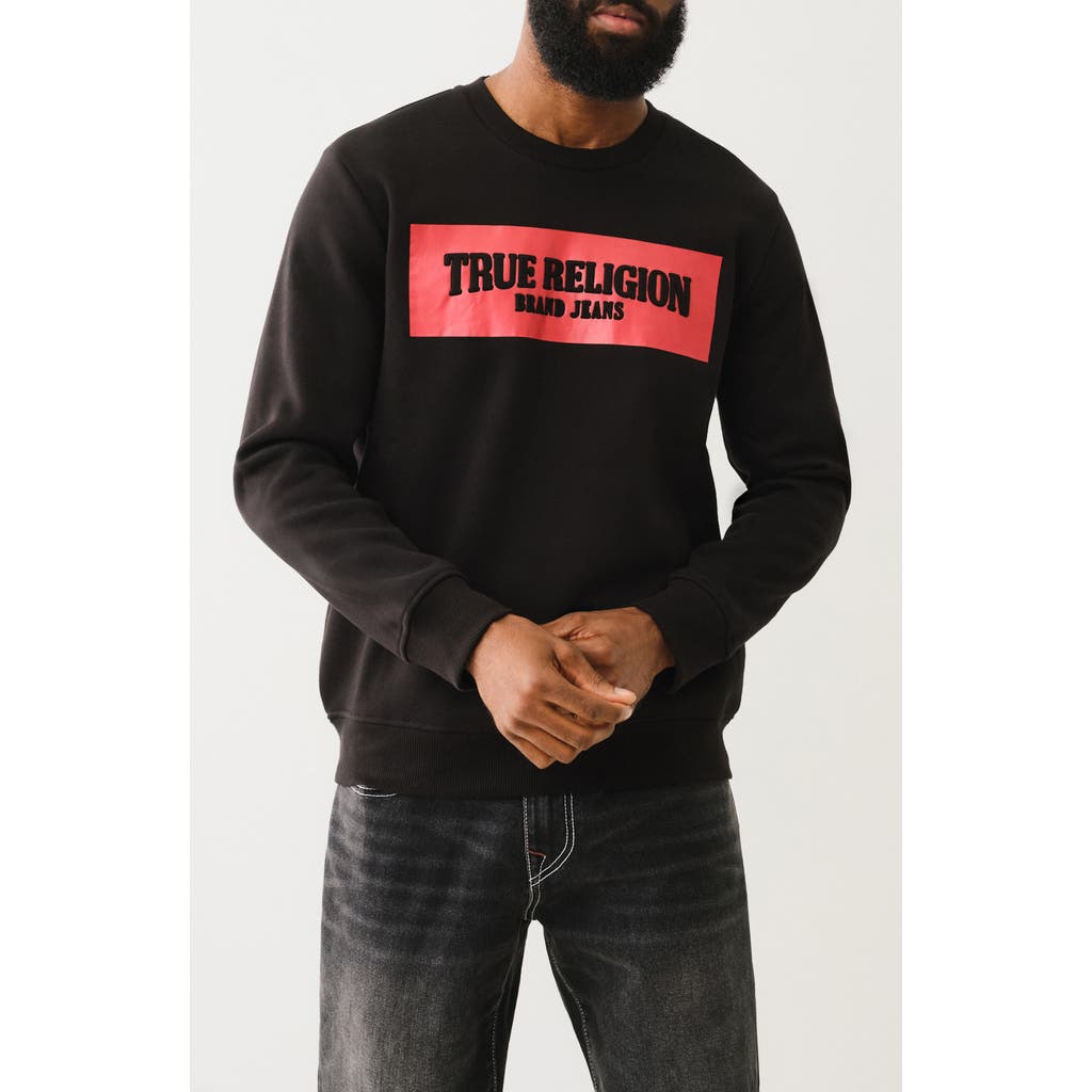 True Religion Embossed Arch Sweatshirt Black In Jet Black