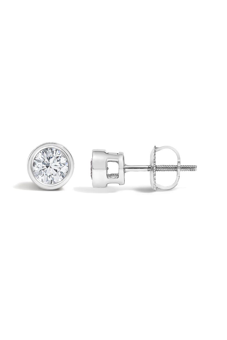 14K White Gold 1/2 Cttw Lab Grown Diamond Bezel Solitaire Stud Earrings, Alternate, color, White Gold