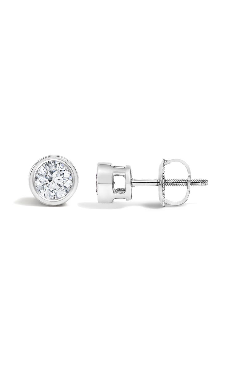 Haus of Brilliance 14K White Gold 1/2 Cttw Lab Grown Diamond Bezel Solitaire Stud Earrings, Alternate, color, White Gold