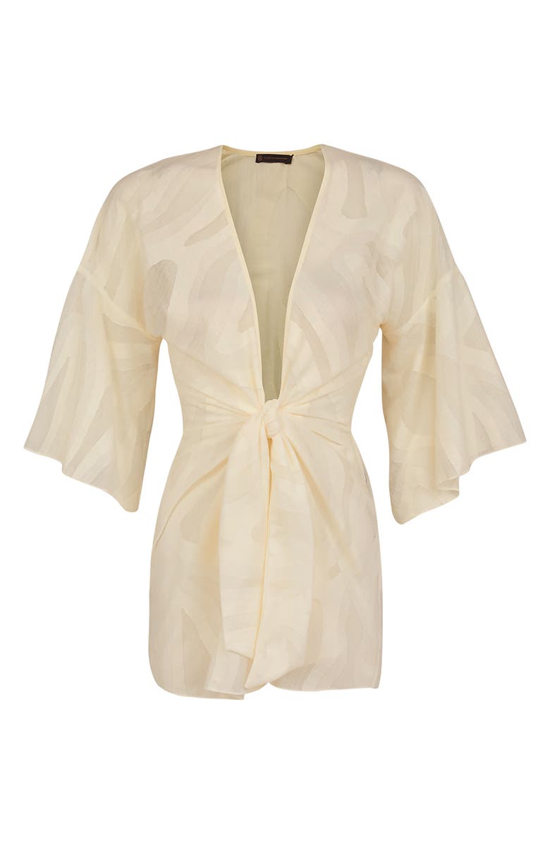 ViX Paula Hermanny Perola Tie Front Cover-Up, Alternate, color, Ivory