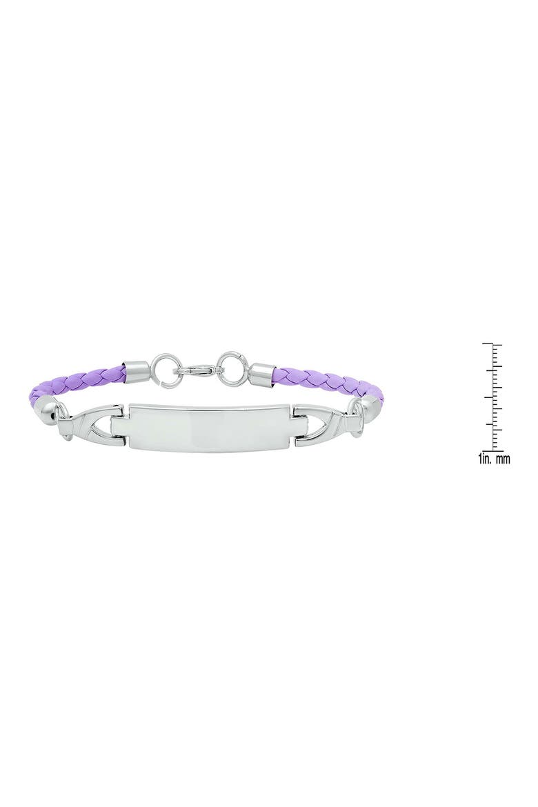 Stainless Steel Purple Faux Leather ID Bracelet, Alternate, color, PURPLE