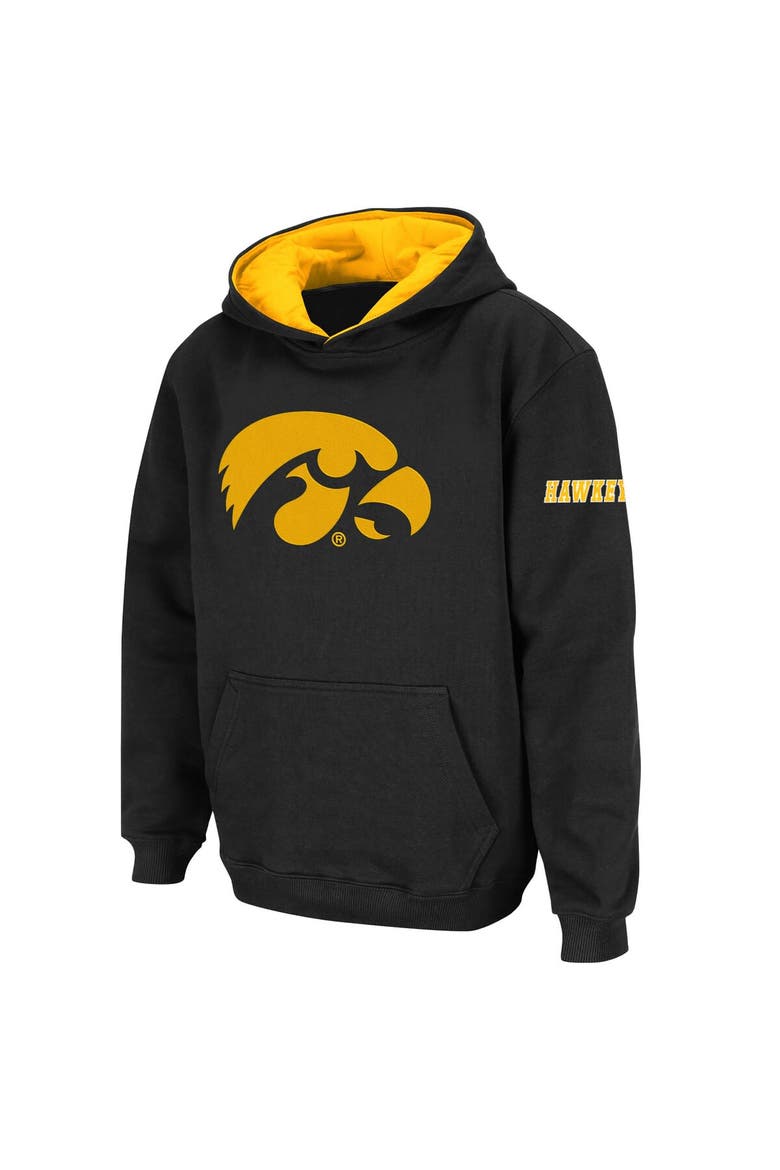 Youth Stadium Athletic Black Iowa Hawkeyes Big Logo Pullover Hoodie, Main, color, Black