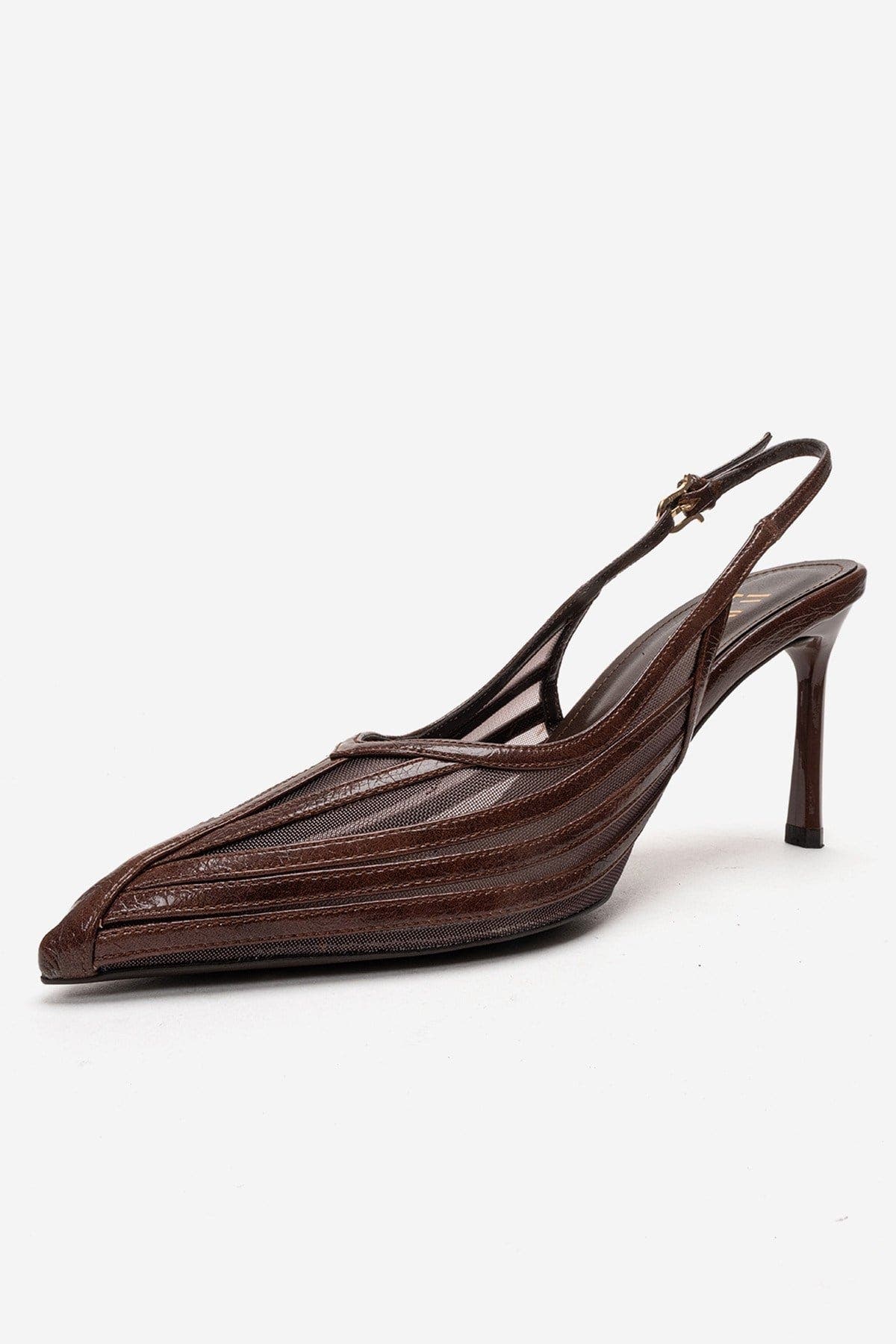 Eleana Slingback Mesh Stiletto Pump, Alternate, color, Brown