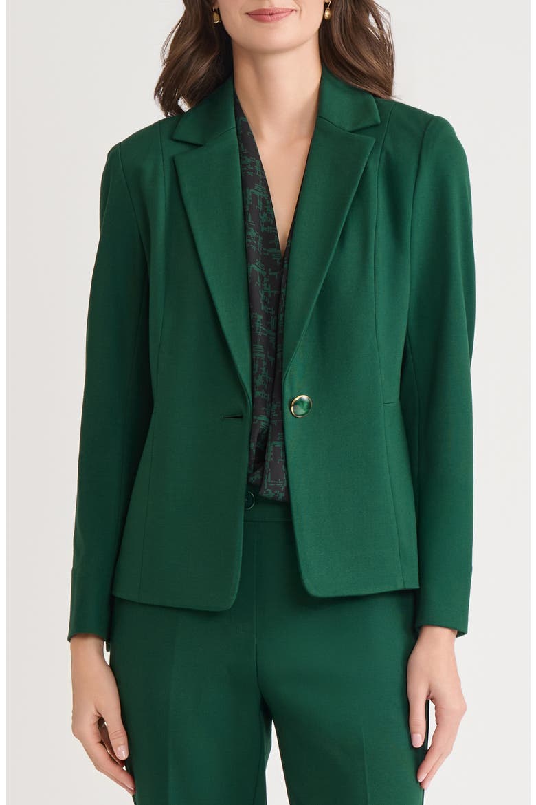 One-Button Seamed Waist Blazer, Main, color, EVERGREEN