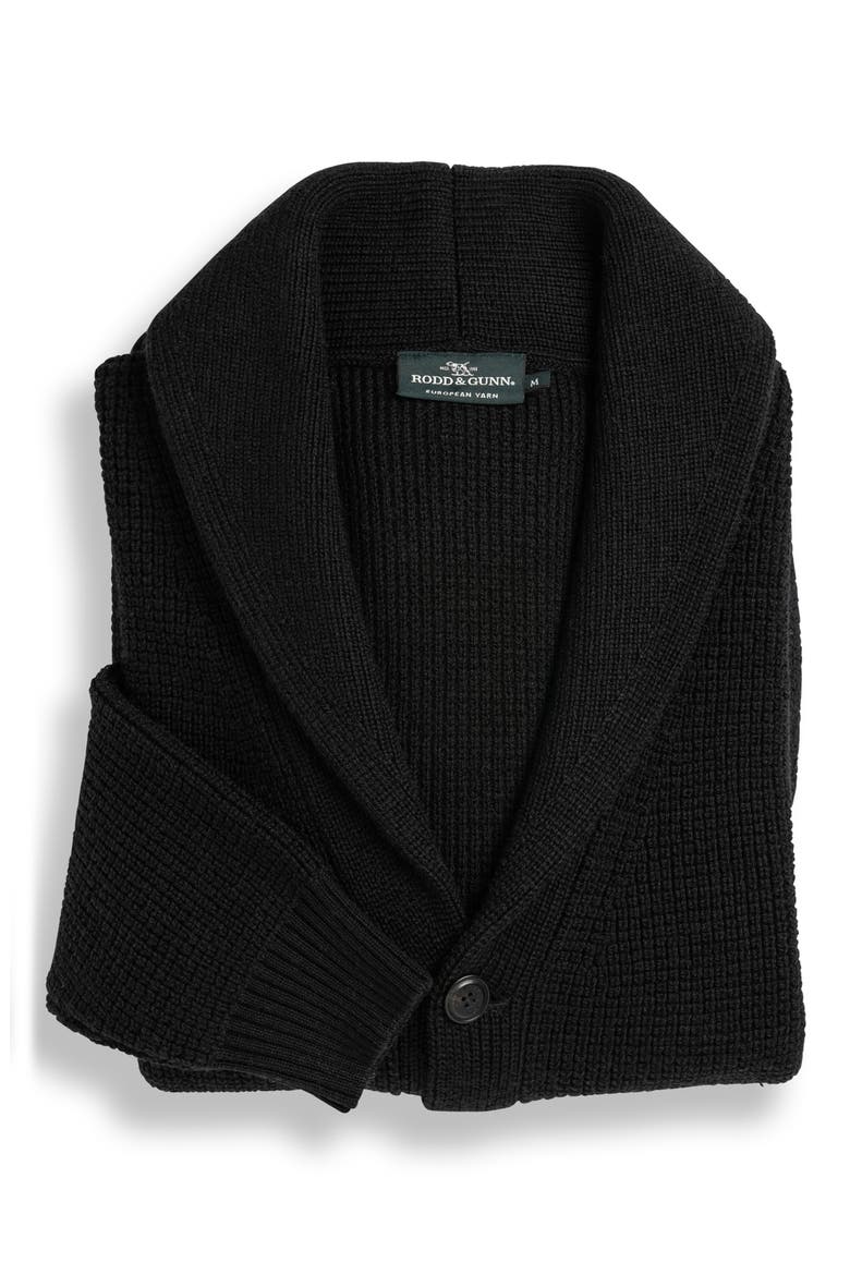 Brigadoon Shawl Collar Merino Wool Cardigan, Alternate, color, EBONY