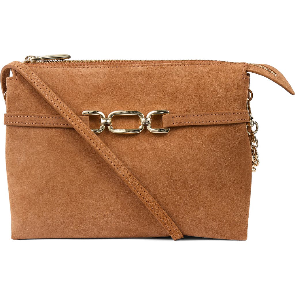 Lk Bennett Cleo Oloid Slouch Suede Crossbody Bag In Tan
