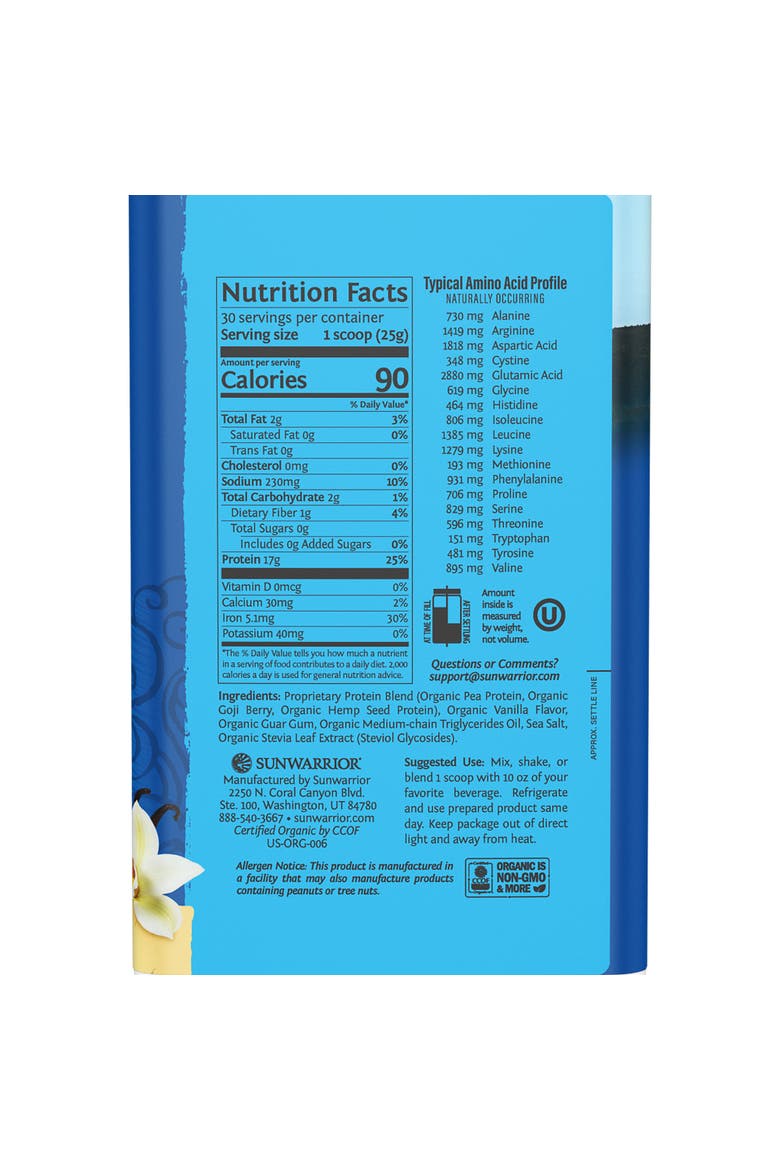 Organic Warrior Blend Protein Powder, Vanilla, 750gm, Alternate, color, No Color
