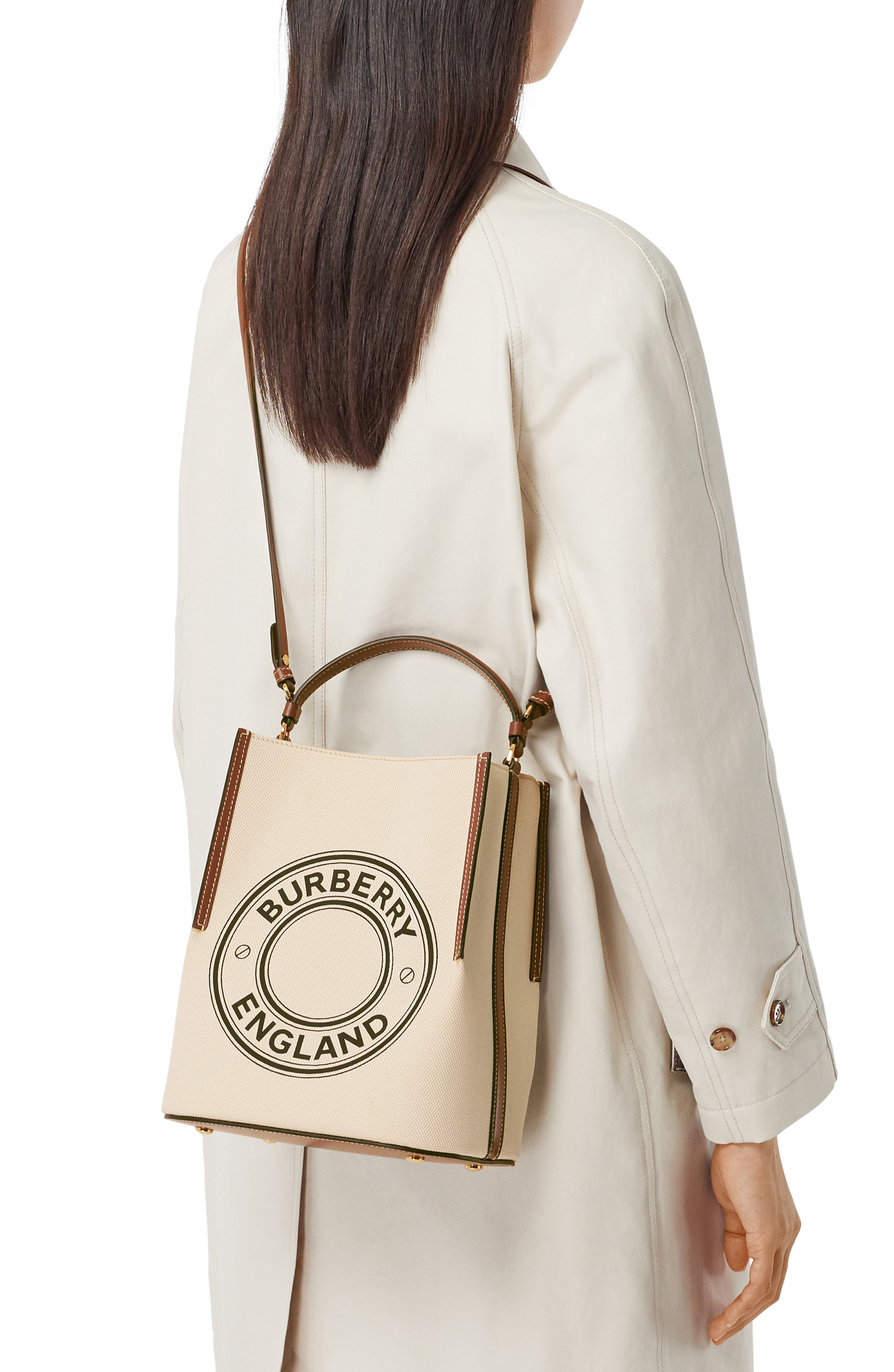 Burberry Small Peggy Logo Graphic Cotton Canvas Bucket Bag, Alternate, color, 