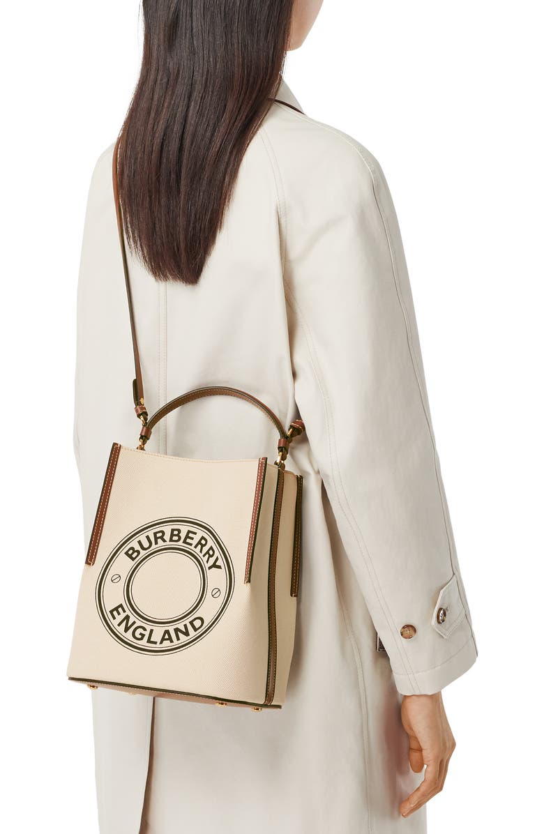 Burberry Small Peggy Logo Graphic Cotton Canvas Bucket Bag, Alternate, color,