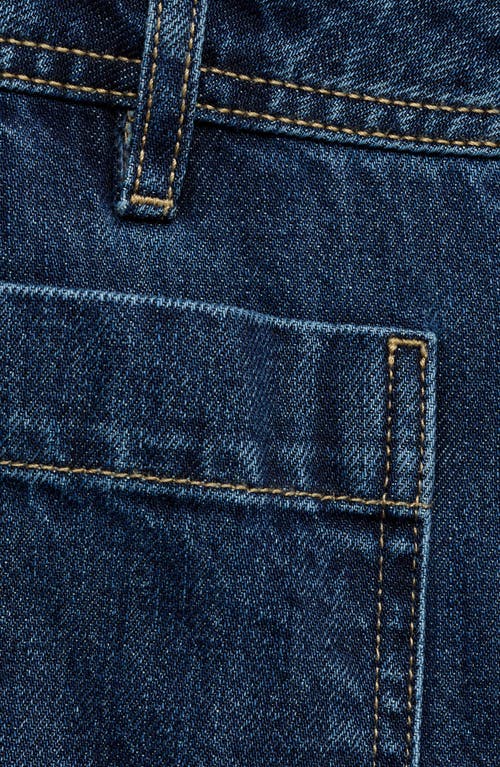 Mango Patch Pocket Wide Leg Jeans In Dark Blue