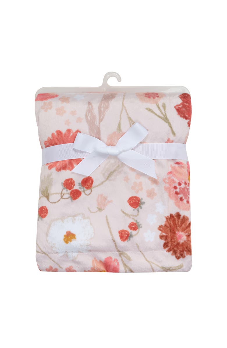 Bedtime Originals Flower Power Floral/Strawberry Soft/Cozy Fleece Baby Blanket, Alternate, color, Pink