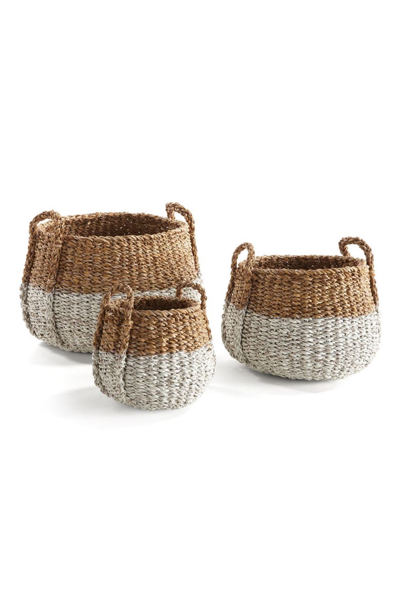 Seagrass Round Baskets With Handles, Set Of 3, Main, color, Brown