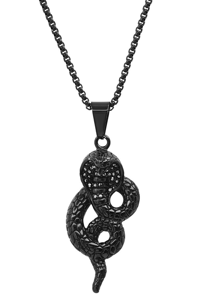 Men's Cobra Pendant Necklace, Main, color, BLACK