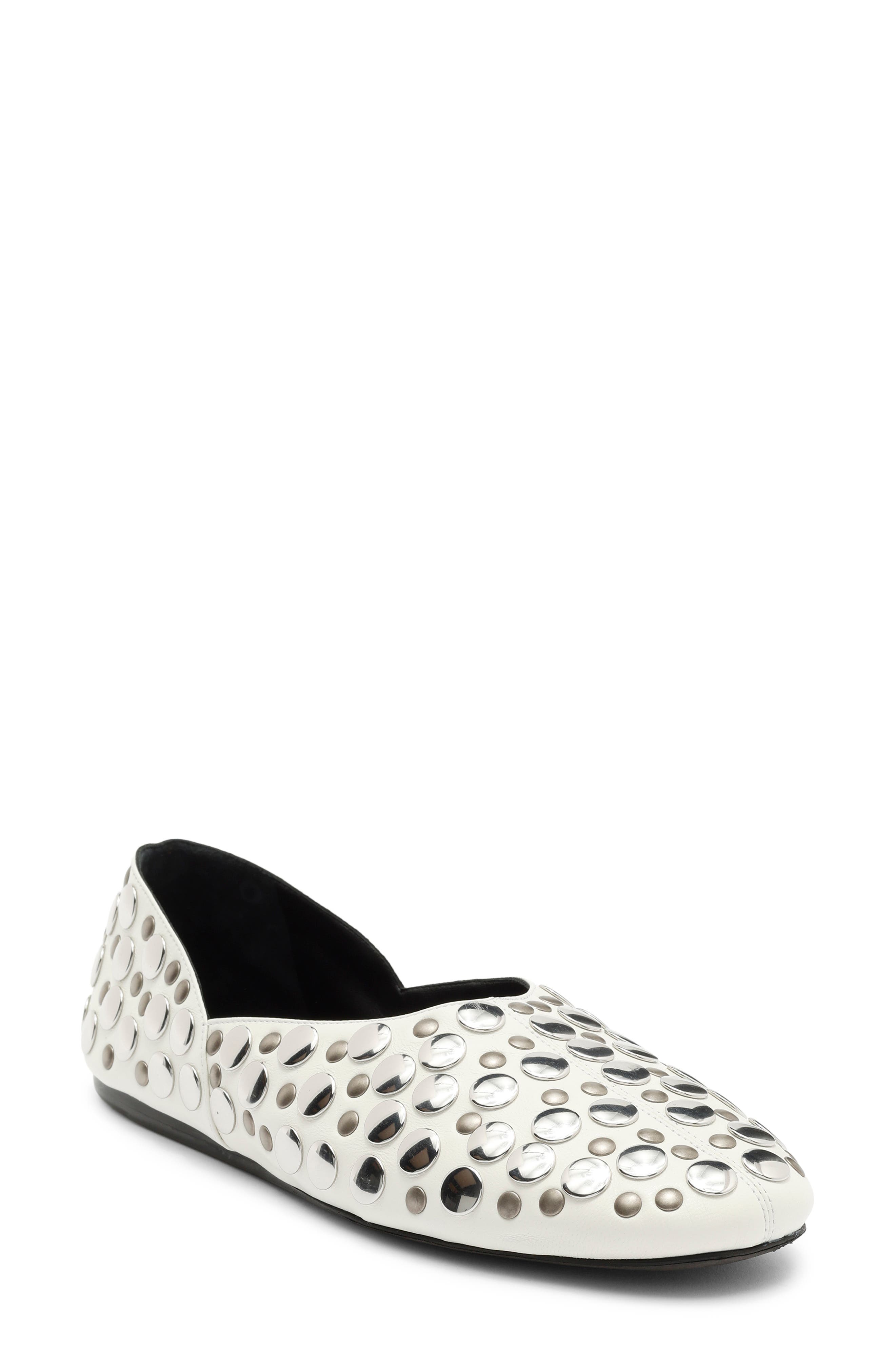 Khaite Jane Stud Ballet Flat, Main, color, Optic White