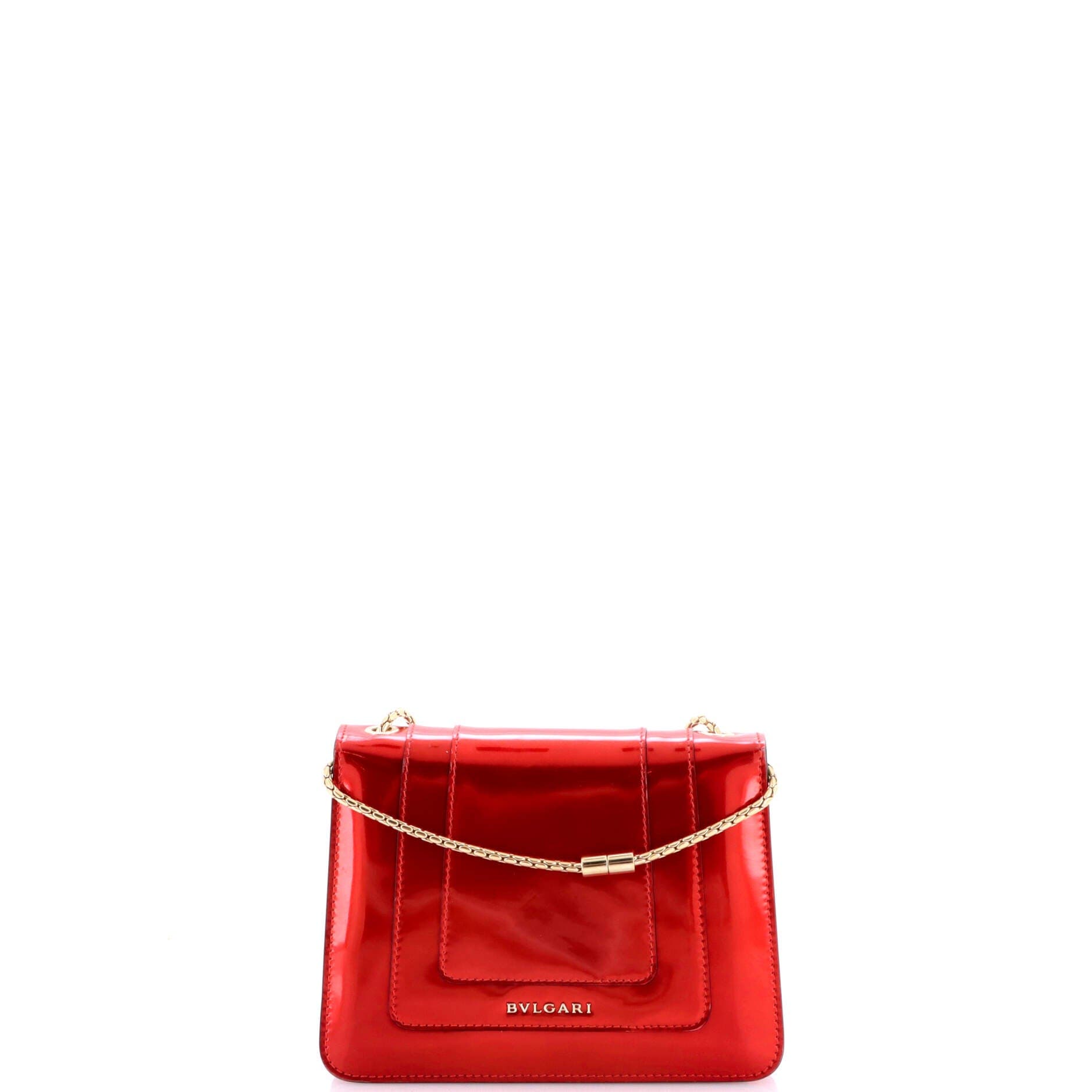 Serpenti Forever Square Shoulder Bag Metallic Leather Small, Alternate, color, Red
