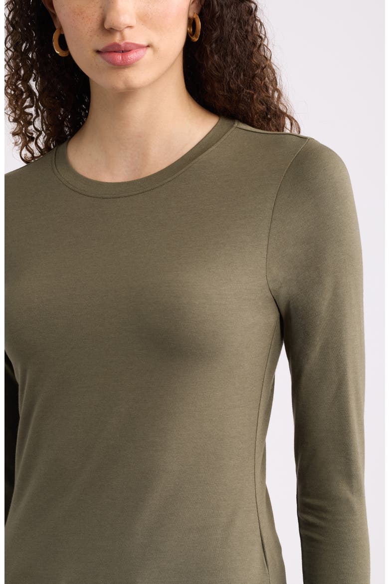 Pima Cotton & Tencel Modal Long Sleeve T-Shirt, Alternate, color, OLIVE SARMA