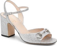 Gucci Lady Horsebit Metallic Ankle Strap Sandal