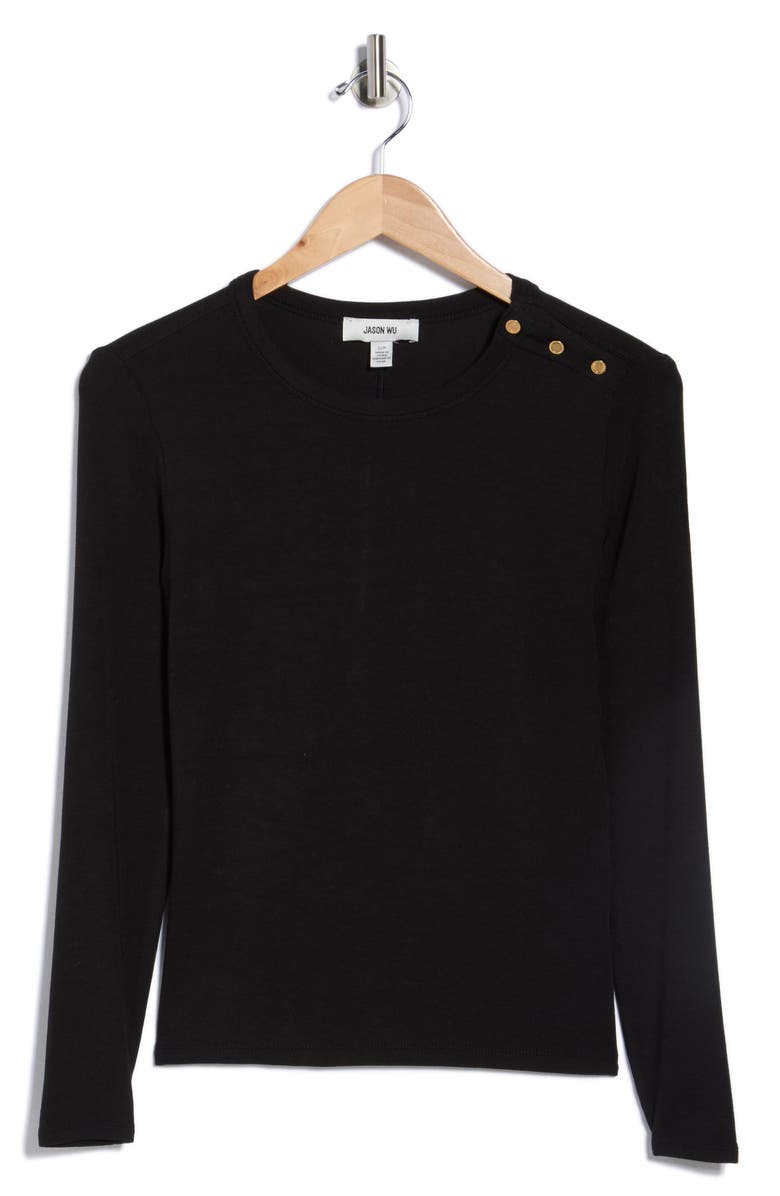JASON WU Button Shoulder Knit Top, Alternate, color, Black
