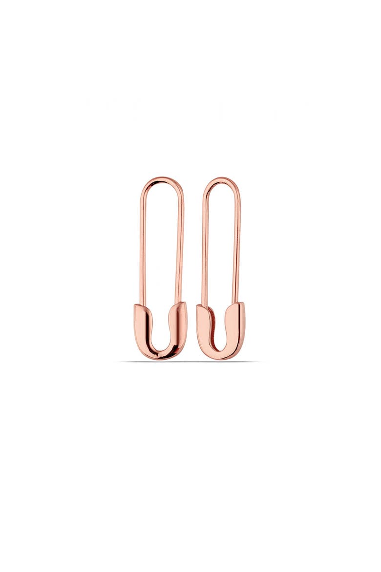 Sterling Silver Safety Pin Earring, Main, color, Rose gold