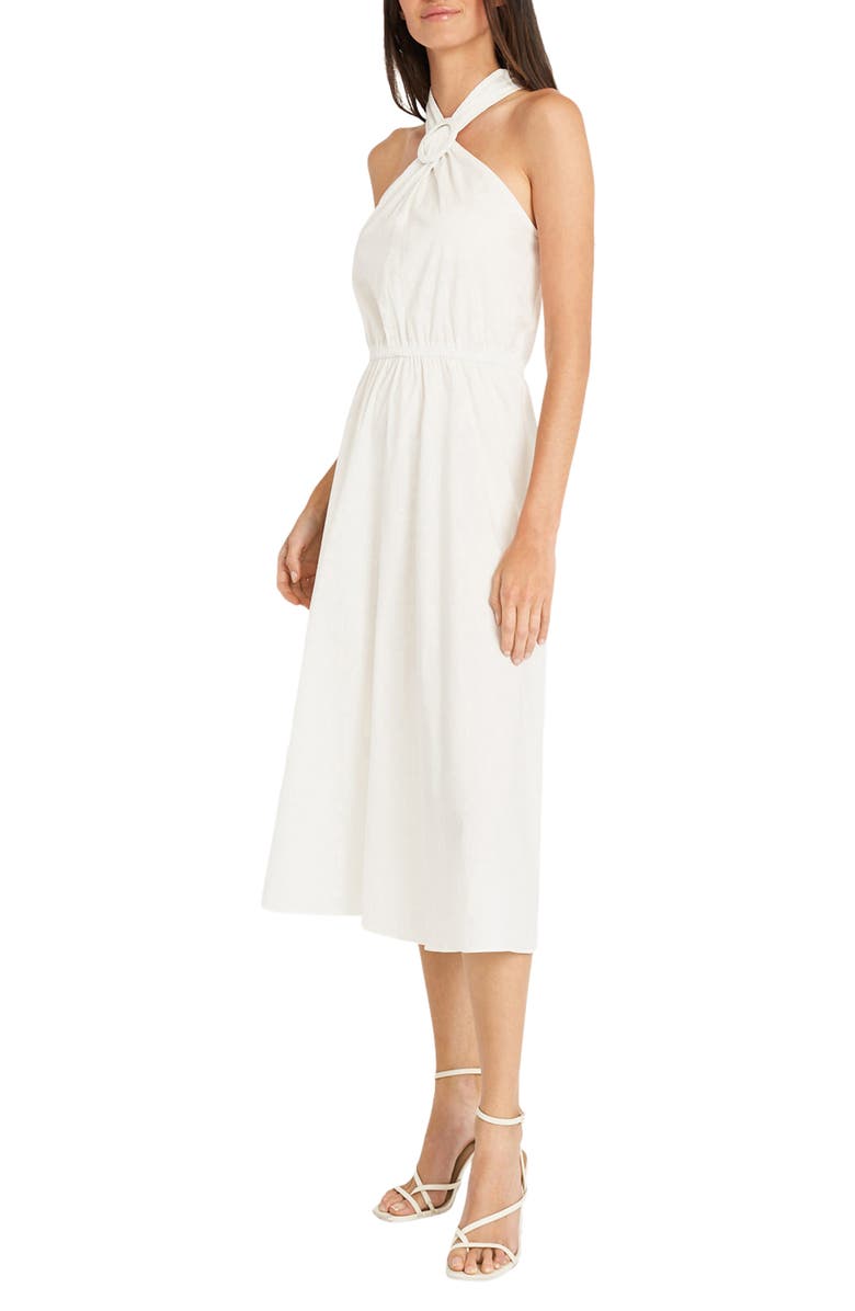 Maggy London Halter Neck O-Ring Poplin Midi Dress, Alternate, color,